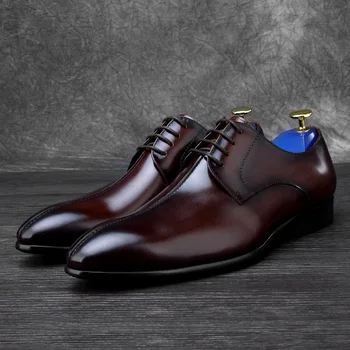 2019 Bahar Yeni Stil Sivri erkek Hakiki deri ayakkabı İnek Derisi İş Elbise Ayakkabı Erkekler Büyük Tasarım Ayakkabı Rahat