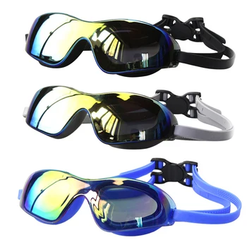 Büyük Çerçeve yüzme gözlükleri HD Moda Trendy Su Geçirmez Sis geçirmez Galvanik yüzücü gözlükleri Erkek Kadın Dalış Ayna