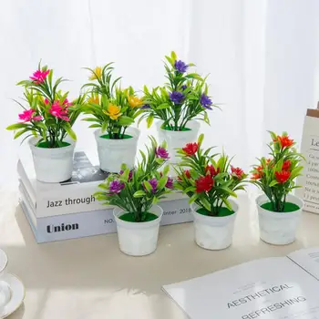 Yapay çiçekler Bonsai Vazo Decortiong Ev Mini Saksı Noel Düğün Süs Saksı Banyo Pencere Bitkileri