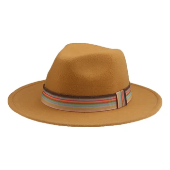 Kadınlar için şapka Fedoras Panama Klasik Bant Açık Rahat Şapka Erkekler için Beyaz Deve Haki Keçeli Kış Şapka Sombreros De Mujer