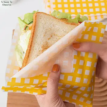 50 adet Sandviç Hamburger Kızartması Pişirme Yağı Kağıt Ambalaj Kaplı Gres Kutusu Çanta Yağ Geçirmez Gıda Sınıfı Ins Sevimli Ambalaj Dekor