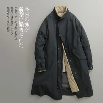 Yeni Kış Japon Retro Uzun Ceket Ordu Yeşil Ceket Artı Boyutu Ceket Erkekler Uzun Parka Ceket Sonbahar Kirpi Palto Ceket Erkekler