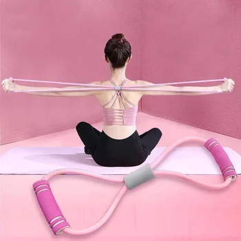 Yoga Sakız Spor Direnci 8 Kelime Göğüs Genişletici Halat Egzersiz Kas Eğitim Kauçuk elastik bantlar Spor Egzersiz için Sıcak