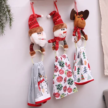 Noel Ağacı Kolye Havlu Asılı Halka Rafları Tutucu Banyo Noel Baba Elk Bez Noel Süslemeleri Ev Mutfak için