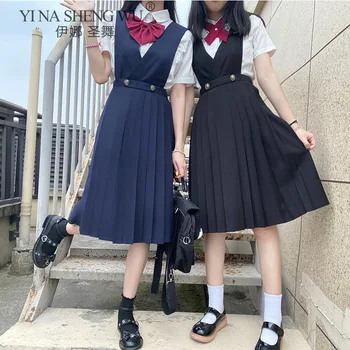 Kadın Japon Kısa Kollu JK Elbise Kız kemerli elbise JK Koleji lise üniforması Sınıf Üniforma Öğrencileri Giysi 2 Renkler