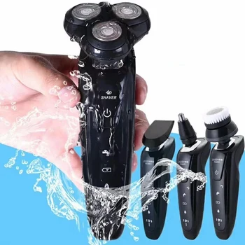 Çok fonksiyonlu 4 İn 1 erkek Elektrikli Tıraş Makinesi Tüm Vücut Yıkama Üç bıçaklı Haddeleme Sakal Saç Düzeltici Güzellik Sağlık Cihazı