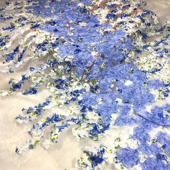 1 Yard Satış Yüksek Kaliteli Nakış Çiçek Şifon Organze Kumaş DIY Ev Malzemesi Etek Düğün Dekorasyon M10701