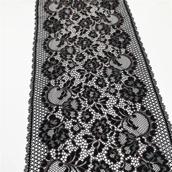 3y / lot Genişliği 23.50 cm Elastik Streç Dantel Süs Gül Siyah Etek Etek Elbise Dikiş Aplike Kostüm Giyim Aksesuar Kumaş