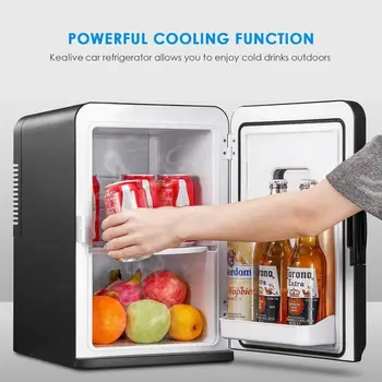 Kealıve 15L buzdolabı Minibar serin kutu termo kutusu dondurucu ısı fonksiyonu AC 110-240 V ev, DC 12 V araba buzdolabı kullanımı