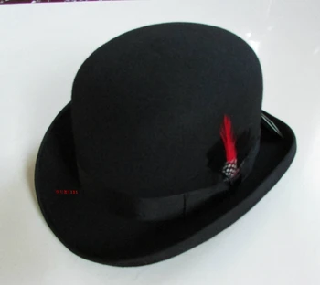 100 % Yün Derby Şapka Unisex Melon Şapka Yün fötr şapka Şapkalar Derby Melon Şapka Tüy Süslemeleri B-8134