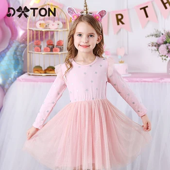 Dxton Çocuk Kız Elbise Sonbahar ve Kış Elbiseler Kızlar İçin Uzun Kollu Çocuk Giyim Yıldız Baskılı Çocuklar Vestidos RELH4568 Mix