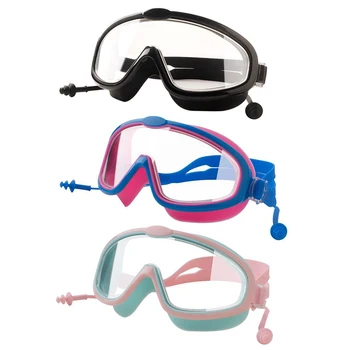 Çocuk Ayarlanabilir yüzme gözlükleri w/ Kulaklıklar Anti Sis yüzücü gözlükleri Açık UV Koruma Yüzmek Gözlük