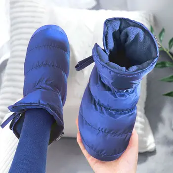 Kış Sıcak Kadın Çizmeler Düz Renk Aşağı Pamuk Iç Peluş Yaratıcı Konfor Yüksek Kalite Yumuşak Tabanlar Coldproof Anti Skid Ayakkabı