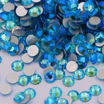 Akuamarin AB Düz Geri Olmayan Düzeltme Rhinestones Glitter Kristaller Taşlar DIY 3d Tırnak Sanat Telefonları Süslemeleri