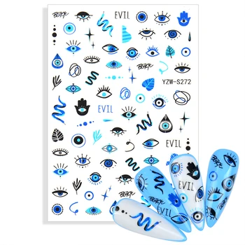 Yeni Çıkartmalar Çivi için Mavi Geometri Gözler Yılan 3D Tırnak Sticker Kaydırıcılar Çıkartmaları Tasarım Manikür Dekorasyon Aksesuarları