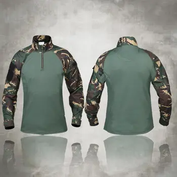 Yeni Ordu Savaş Erkekler SWAT Askerler Askeri Taktik Uzun Kollu T Gömlek O Boyun Ince Airsoft Kamuflaj Shirt