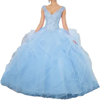 2022 Vkıss Balo Quinceanera Elbiseler Tatlı Zarif Resmi 16 Balo Parti Prenses Gençler İçin Femme Vestido De 15 Anos Rosa