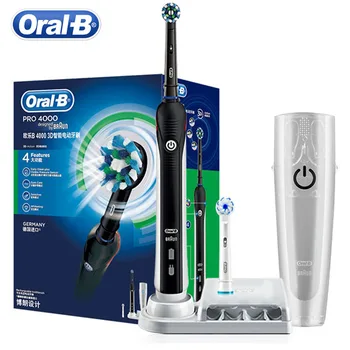 Oral B Pro4000 3D Sonic Elektrikli Diş Fırçası Güç Şarj Edilebilir LED Akıllı Zamanlayıcı Su Geçirmez Yumuşak Kıl Derin Temiz Ağız Hijyeni