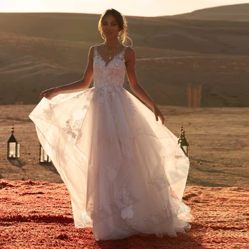 Zarif V Boyun Gelinlik Gelin Duş Ruffles Dantel Aplikler Sposa Hochzeitskleid Robe De Mariée Custom Made
