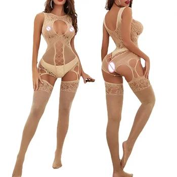 Crotchless Egzotik Giyim Kadın Iç Çamaşırı Açık Sütyen Crothless Erotik Bodysuit Seksi Iç Çamaşırı Sıcak Kadın Seks Kostümleri Örgü Çorap