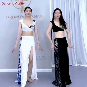 Kadınlar için oryantal Dans Uygulama Giysi Set Oryantal Dans Modal Kısa Kollu Üst + uzun Etek 2 adet Kadın Oryantal Dans Kıyafeti