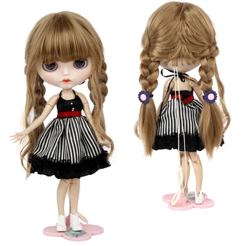 Blythe Doll Peruk 9-10 inç 25CM Uzun Patlama Kıvırcık Kahverengi Saç Peruk Blythe Doll için Doğal Renk Bebek Aksesuarları doğum günü hediyesi