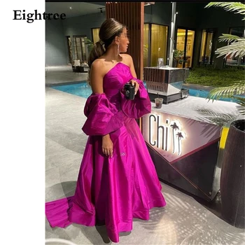 Eightree Resmi Fuşya balo kıyafetleri Straplez Leke Plise Uzun Gece Elbisesi Abendkleider Dubai Robe De Soirée Parti Yetiştirilen 2023
