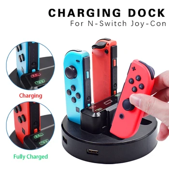 5 in 1 Nintendo Anahtarı Pro Denetleyici Joy Con Şarj Gamepad Dock Nintendo Anahtarı NS İçin dok istasyonu 2 USB şarj aleti Standı