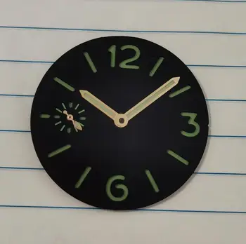 Izle parçaları İzle kadranlı saat el 36mm Çift katlı Sandviç siyah kadran yeşil numarası için Uygun eta6497 martı ST3600