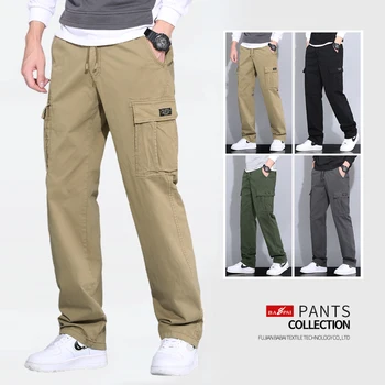 BAPAI Kargo Pantolon 2021 Yeni Sweatpants Erkekler koşu pantolonları Zip Cep Pantolon Rahat Streç Kumaş Koşu Erkekler Pantolon