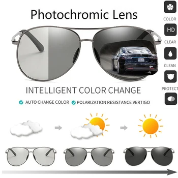 Polarize Fotokromik Güneş Gözlüğü Bukalemun Gözlük Kare güneş gözlüğü Renk Değişikliği Gözlük Parlama Önleyici UV400 Sürüş Gözlük