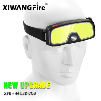 Xiwangfire COB + XPE LED Far Dahili Pil ile Far USB Şarj Edilebilir Fener Çift ışık kaynağı Ayarı 2022 Yeni