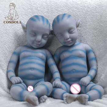 Twins Avatar Tam Vücut Silikon Bebek Bebek Yumuşak Platin Silikon Bebek Bebek El Yapımı Yenidoğan Bebek Çocuk oyuncak bebekler 18 İnç (46 cm)