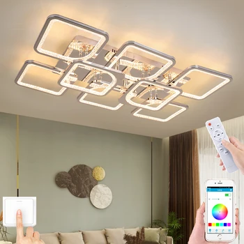 Modern LED tavan lambası oturma odası tavan avize yatak odası aydınlatması daire otel iç lamba APP RC karartma lambası