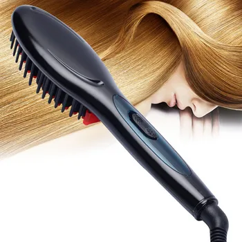 Masaj Saç düzleştirme fırçası Elektrikli Seramik Saç düzleştirme çubuğu Negatif İyonik Salon Anti Bukle Şekillendirici Aracı düzleştirici