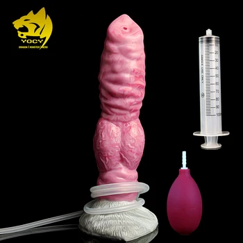 YOCY 8 İnç Hayvan Kurt Köpek Düğüm Yapay Penis Oyuncak Fonksiyonu Silikon Seks Oyuncak İçin Kadın Erkek Anal G-Spot Stimulat Ejaculating Orgazm