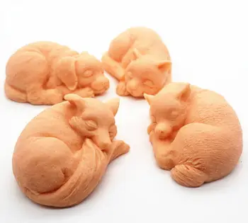 Kalıp Silikon Hayvanlar Köpek Uyku Kedi Sabun Kalıpları El Yapımı Tilki Sabun Yapımı Kalıpları Silikon Formları Geyik Aroma Taş Kalıpları PRZY