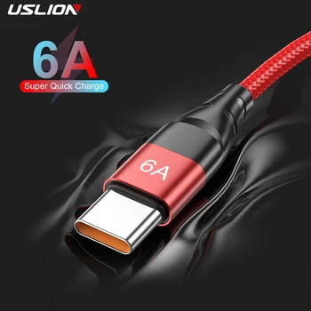 USLION 66W 6A Süper Hızlı şarj kablosu QC3. 0 Hızlı USB Tip C Şarj Veri Kablosu için Huawei Onur Xiaomi Mix3 Samsung S20 Oneplus