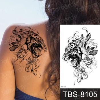 eskizler dövme tasarımları seksi siyah geçici geri dövmeler kaplan kedi phoenix ejderha streç çiçek dövme desen su geçirmez