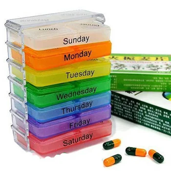 Yeni 7 Gün Hap Kutusu Hap Durumda Konteyner Tabletler İçin Haftalık Pillbox Tablet Sıralayıcısı Tıp Haftalık saklama kutusu Konteyner Organizatör