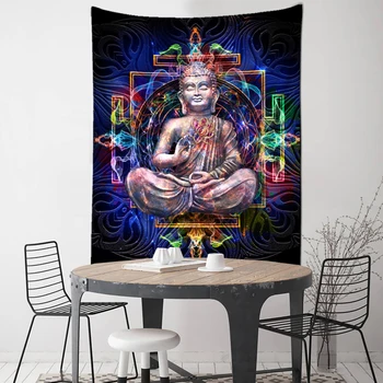 Psychedelic Hint Buda Goblen Duvar Asılı Bohemian Dini İnanç Tarot Kartı Hippi Mandala Ev Dekor