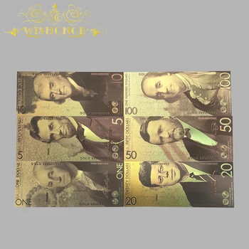 1. 24K Altın Kaplama Koleksiyon İçin Amerika 1 5 10 20 50 100 Dolarlık Banknot Seti 
