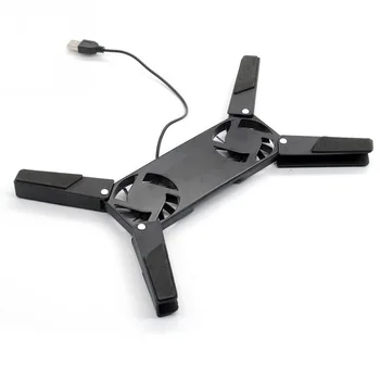 Yeni Dizüstü Bilgisayar Masası Desteği Çift Soğutma Fanı Dizüstü bilgisayar standı Katlanabilir USB Raf Tutucu Siyah