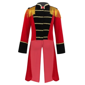 Çocuk Boys Ceket Elbise Cosplay Sirk Ringmaster Kostüm Uzun Kollu Saçaklar Altın Abartı Tailcoat Çocuk Rol Oynamak Ceket