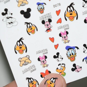 Disney Tırnak Çıkartmalar Mickey ve Minnie Karikatür Renkli Folyo 3D Yapışkanlı Tırnak Sanat Dekoratif Çıkartması Kaymak D001-D078 1 ADET
