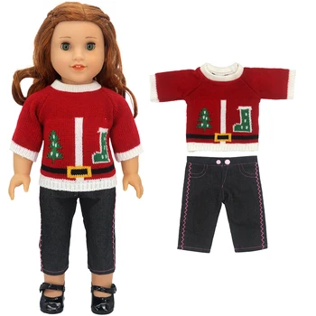 18 İnç Kız oyuncak bebek giysileri Üniforma Takım Elbise Yeşil Sonbahar Kazak Gömlek Sıkı Elbise Çocuk Kız Hediyeler Oyuncaklar Giyim