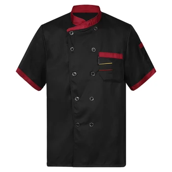 Erkekler Kadınlar Kısa Kollu şef ceketi Ceket Gömlek Düğmesi Otel Restoran Mutfak Üniformaları Pişirme Fırında Giysi Unisex şef ceketi
