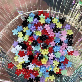 3 / 6mm 100 Adet Akrilik Çiçek Nail Art Dekorasyon Takılar 3D Çivi Çok Renkli Reçine Sevimli Çiçekler Karışık Çiçeği Tırnak Aksesuarları G2