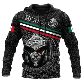 Aztek Savaşçı Meksika 3D Tam Baskılı Unisex Deluxe Hoodie Erkekler Kazak Streetwear Zip Kazak Rahat Ceket Eşofman-433