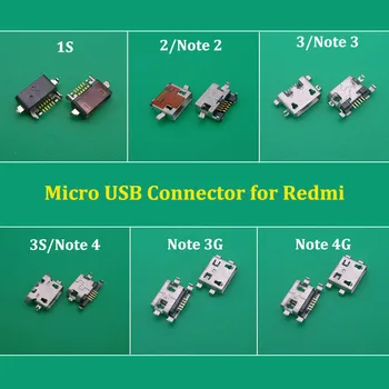 10 ADET mikro USB Jack soketli konnektör Bağlantı Noktası Xiaomi Redmi için 1s 2 3 3s Şarj Fişi Hongmi not 2 3 4 3G 4G